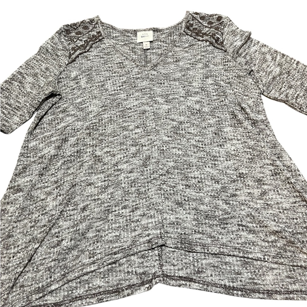 Knox Rose Top Womens Long Sleeve Knit Embroidered Boho Relaxed Tunic